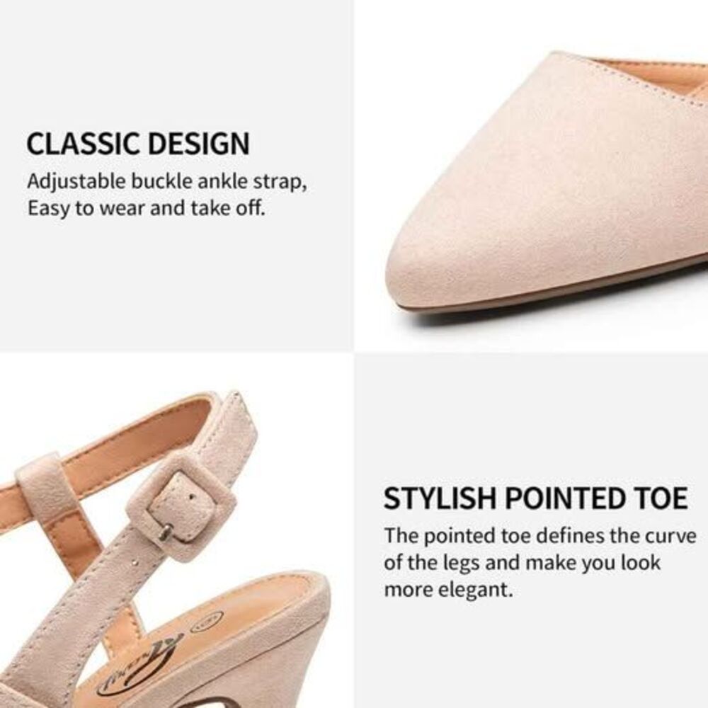 Women's High Heels Pointed Closed Toe Slingback Sexy Stiletto Ankle Strap Shoe - Picture 5 of 6